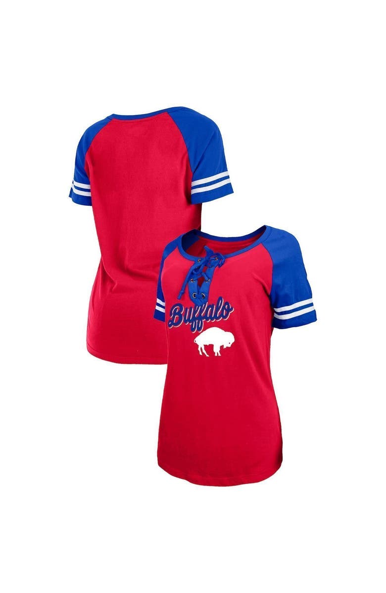New Era Women's New Era Red/Royal Buffalo Bills Legacy Lace-Up Raglan T-Shirt, Main, color, Red