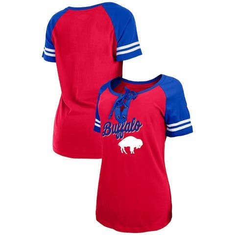 Women's New Era Red/Royal Buffalo Bills Legacy Lace-Up Raglan T-Shirt