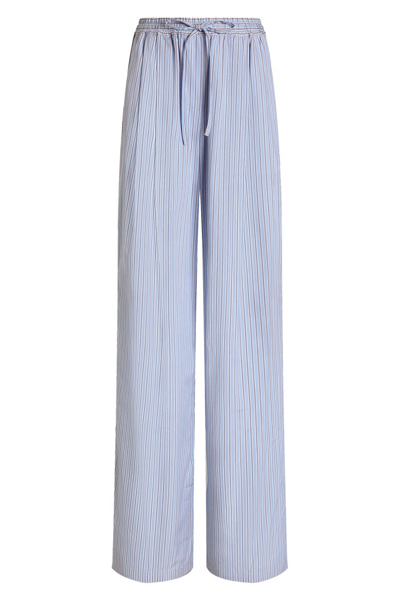 Striped Wide Leg Cotton Poplin Pants, Alternate, color, S8051 STRIPED BLUE/ WHITE