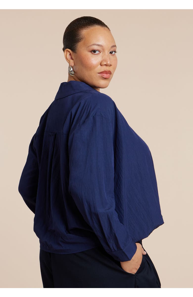 ELOQUII Surplice Collared Top, Alternate, color, Navy Blazer