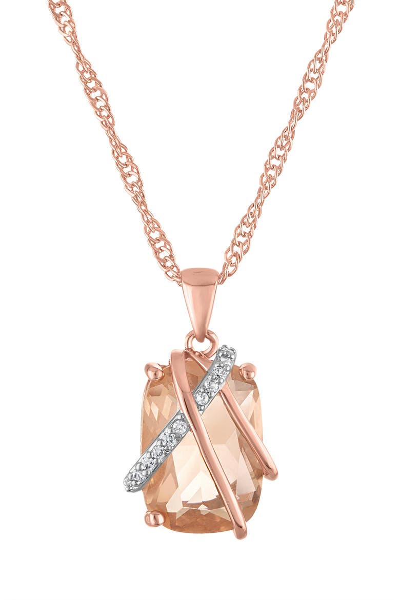 Synthetic Morganite Cushion Pendant Necklace, Main, color, PINK