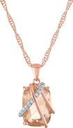 FZN Synthetic Morganite Cushion Pendant Necklace