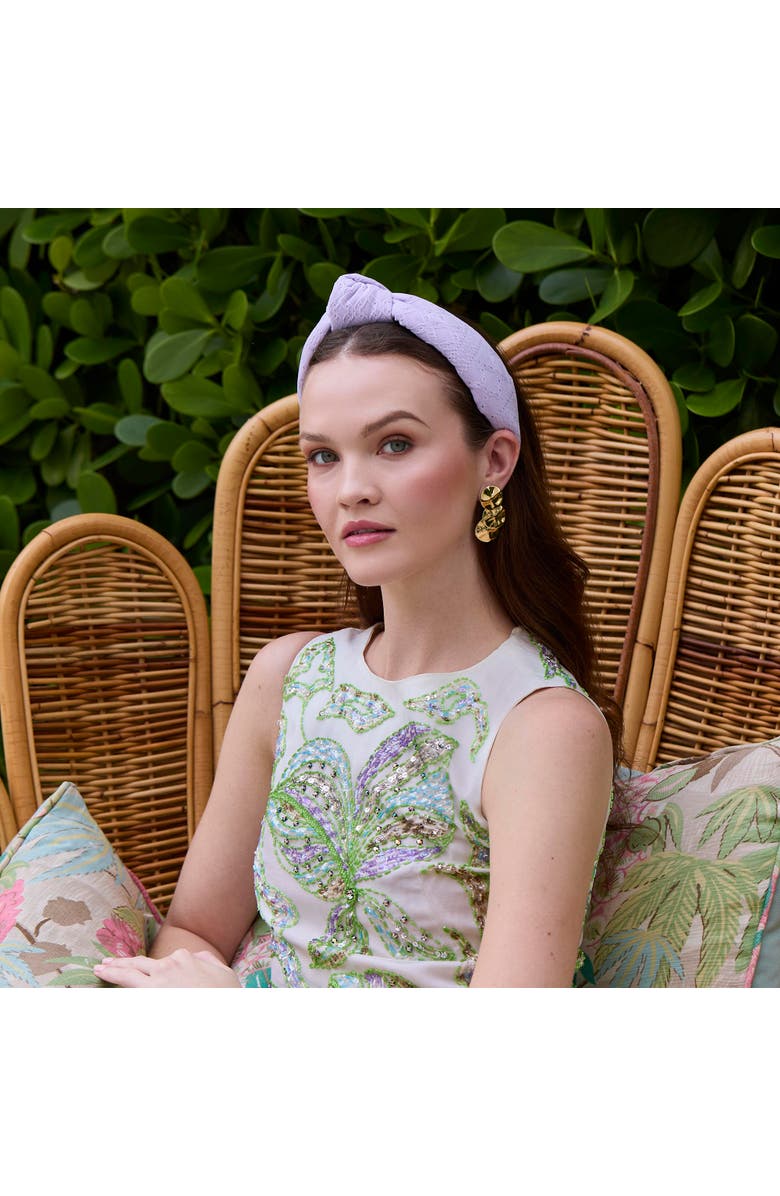 Lele Sadoughi Knotted Eyelet Headband, Alternate, color, Purple