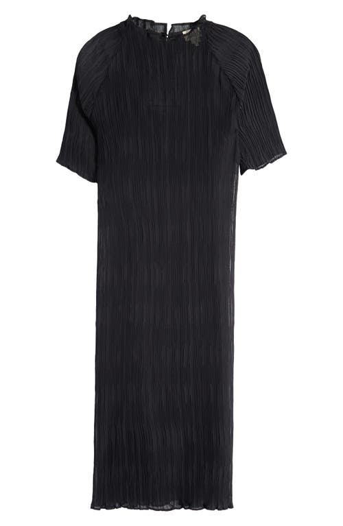 LUXELY LUXELY PLISSÉ FUNNEL NECK MIDI DRESS