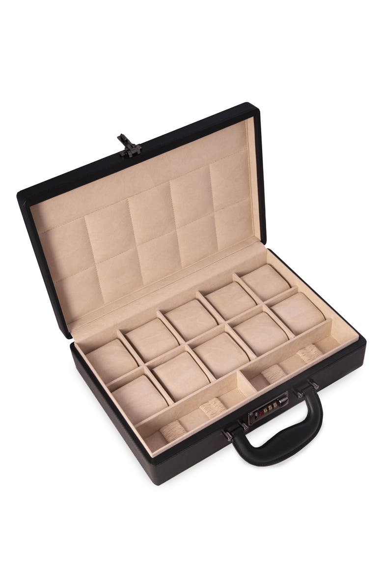 Bey-Berk 10-Piece Watch Box, Alternate, color, Black