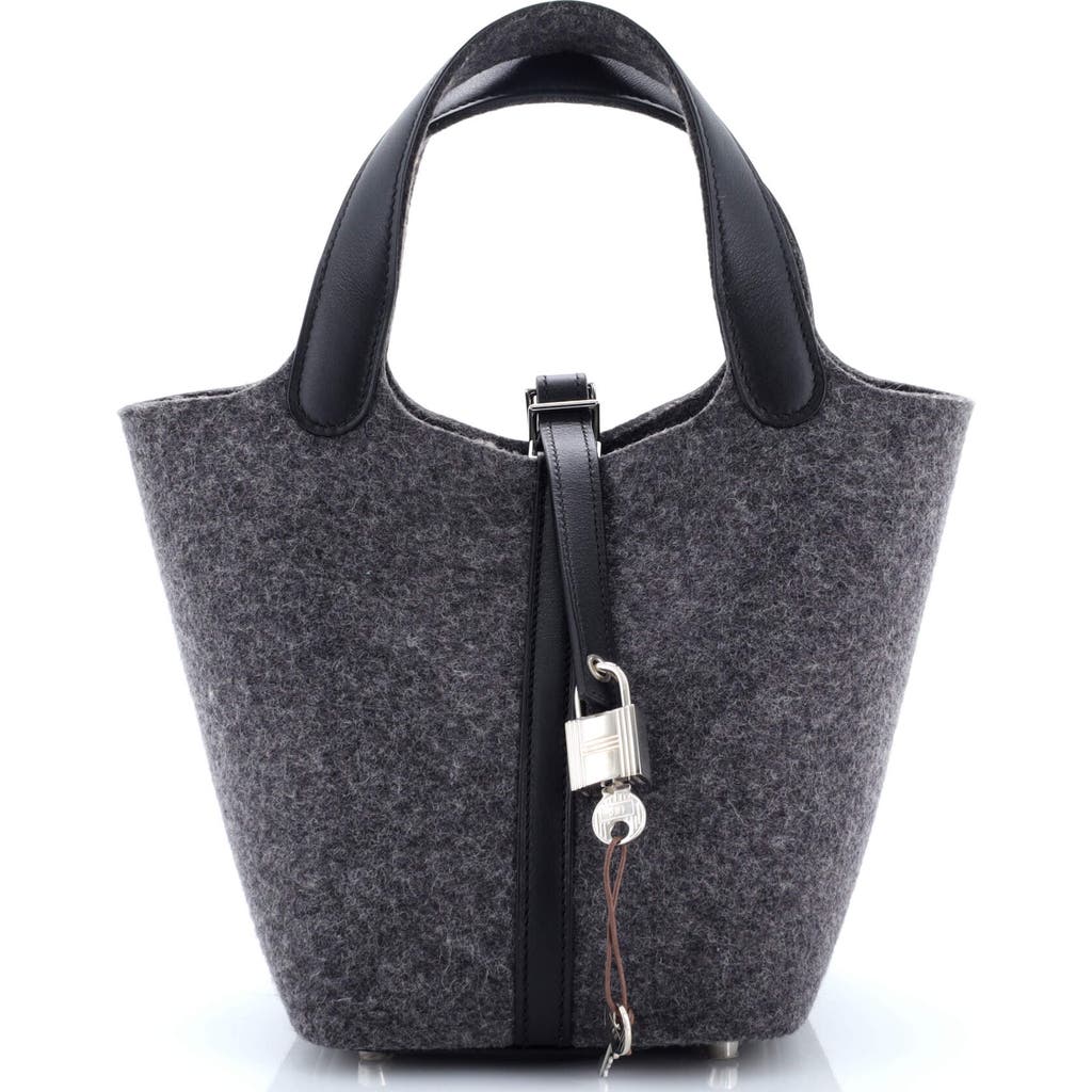 Pre-owned Hermes Hermes Picotin Lock Bag Felt With Leather Pm In Gray