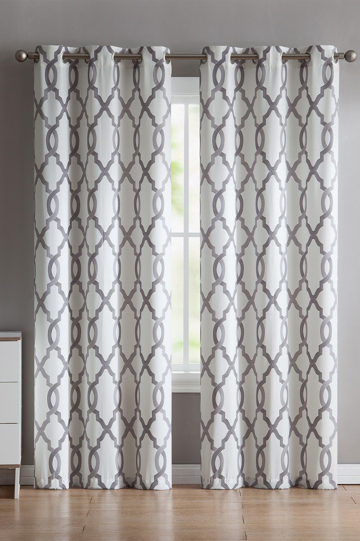 VCNY HOME Caldwell Trellis Grommet Curtain Panel Pair - Charcoal (Women ...