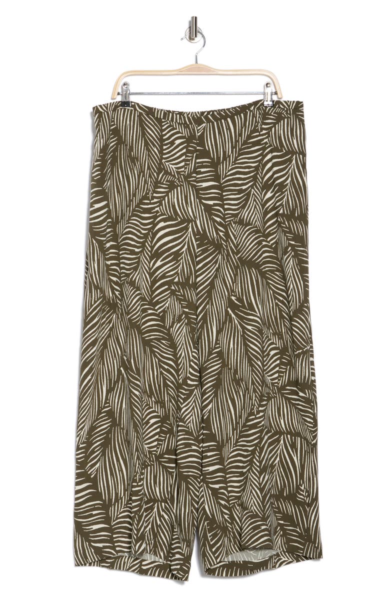 NORDSTROM RACK Cropped Pull-On Pants, Alternate, color, Olive - Ivory Palmetto