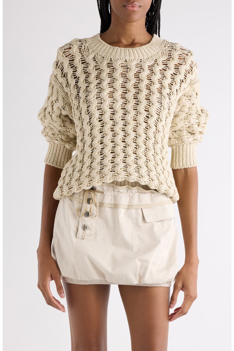 Aurelys Cotton Open Stitch Sweater, Main, color, ECRU
