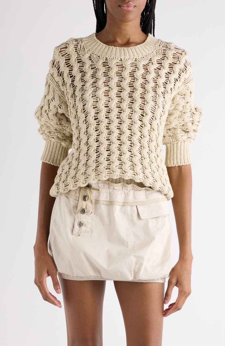 Isabel Marant Aurelys Cotton Open Stitch Sweater, Main, color, Ecru