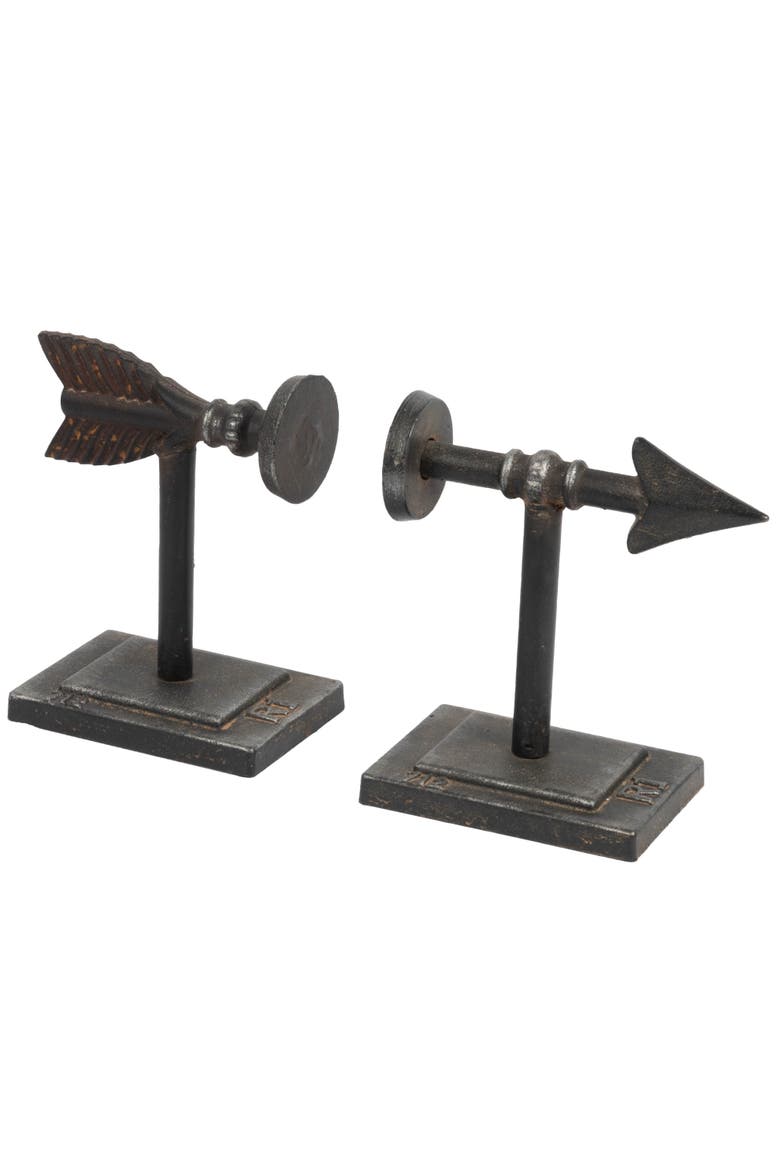 Decorative Cast Metal Arrow Bookends, Bronze, Set of 2, Main, color, Brown