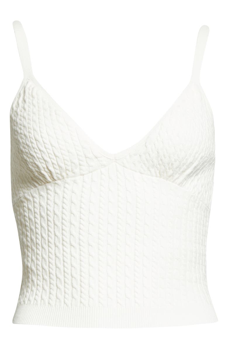 Alice + Olivia Kenna Cable Crop Cotton Sweater Tank, Alternate, color, Soft White