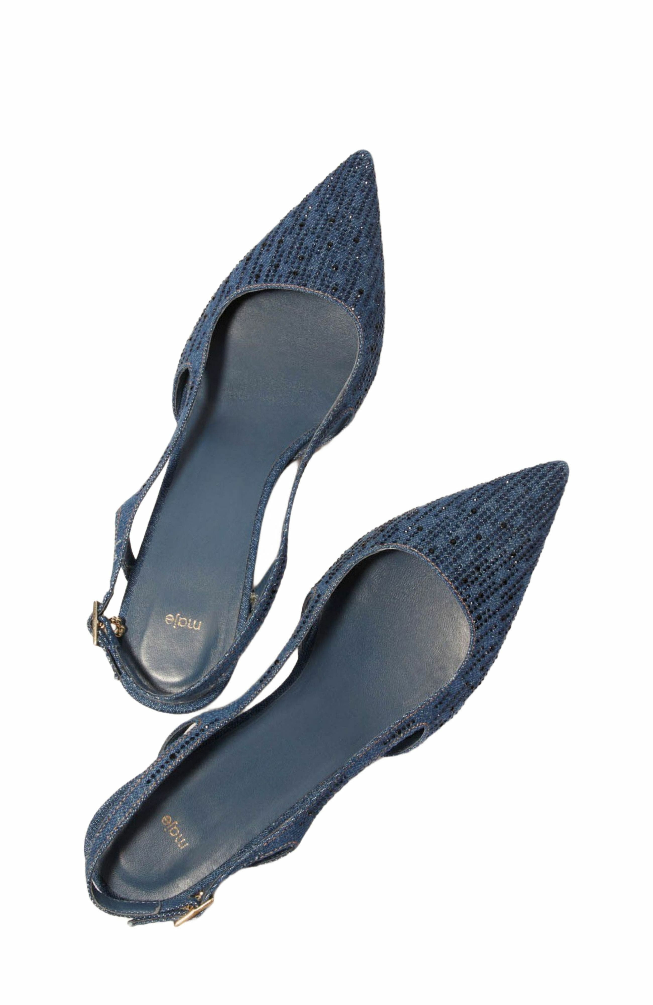 maje Slingback pump in rhinestone denim, Alternate, color, 