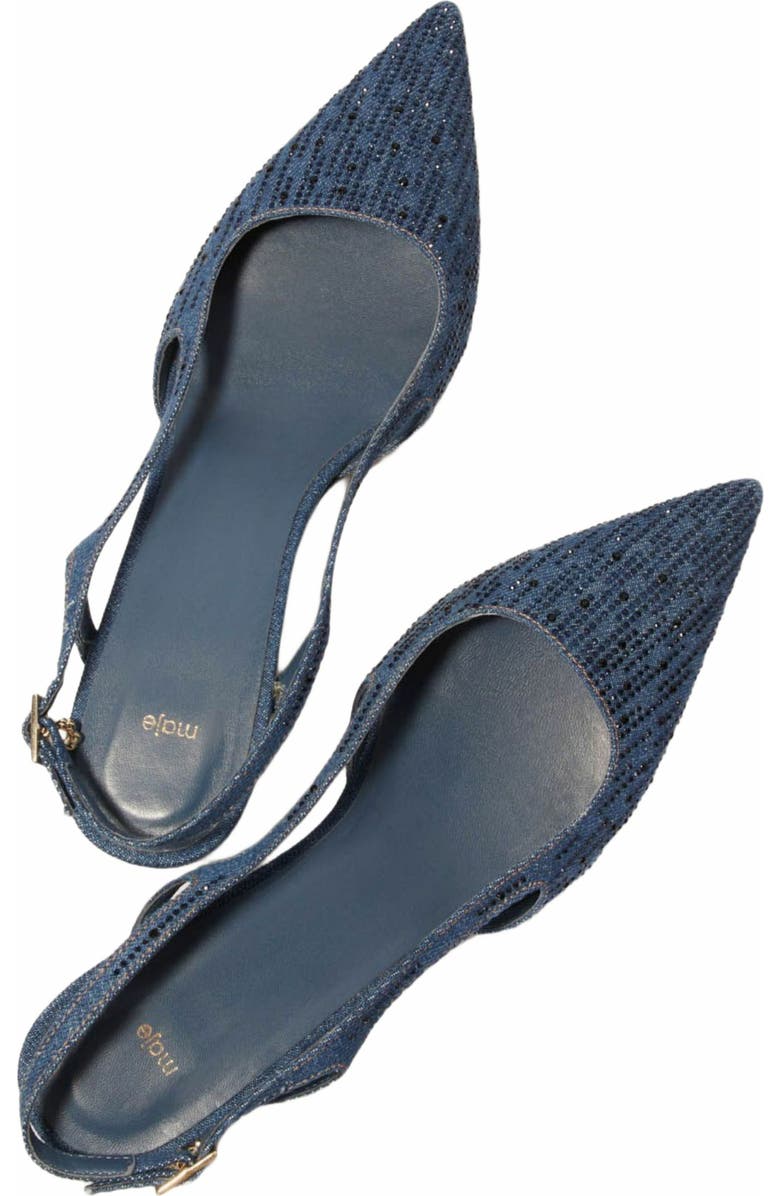 maje Slingback pump in rhinestone denim, Alternate, color,