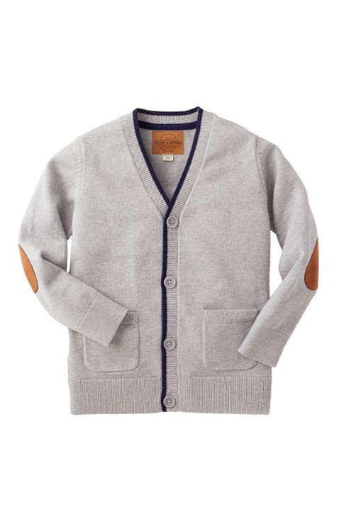 Baby Boys' Organic Tipped Cardigan with Elbow Patches, Infant