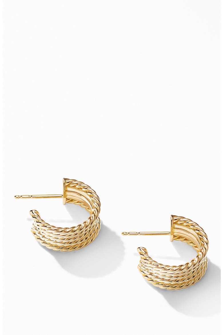 Origami Cable Huggie Hoops in 18K Yellow Gold, Alternate, color, YELLOW GOLD