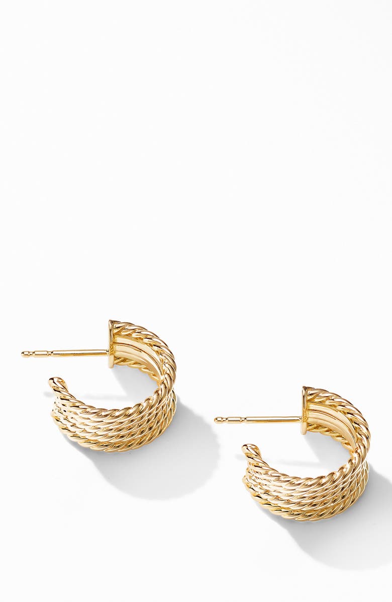 David Yurman Origami Cable Huggie Hoops in 18K Yellow Gold, Alternate, color,