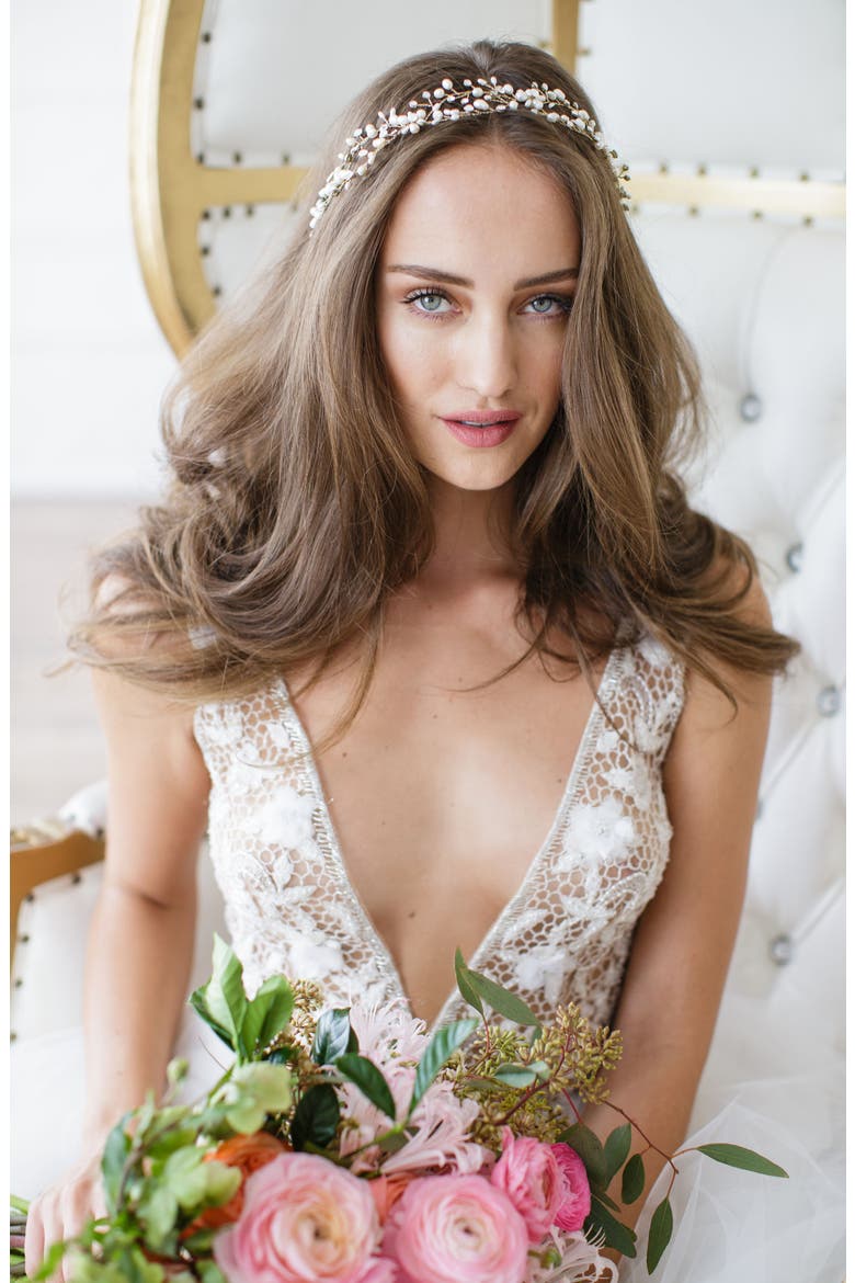 'Arabella' Jeweled Halo & Sash, Alternate, color, OPAL