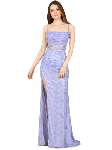 Beaded Corset Prom Gown with Slit