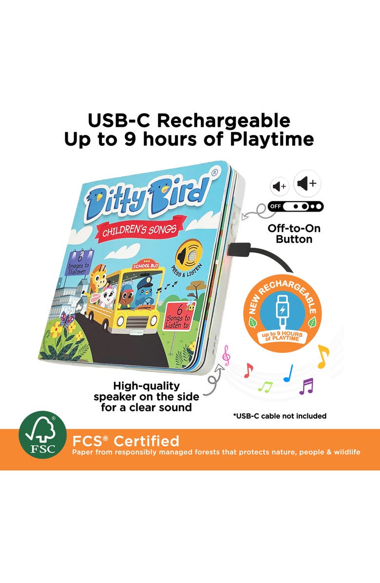 Ditty Bird Kids' Childrens Songs Interactive Musical Sound Book, Alternate, color, Blue