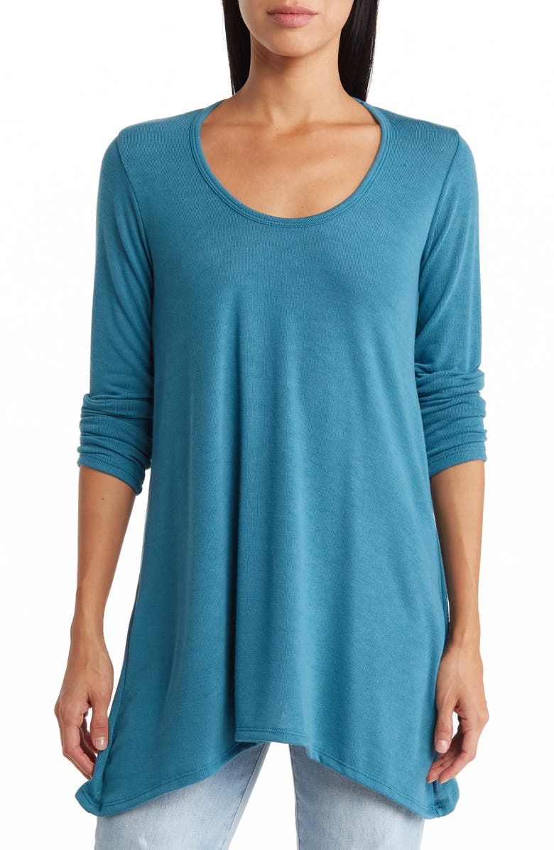 GO COUTURE Asymmetrical Swing Sweater, Main, color, Skydiver