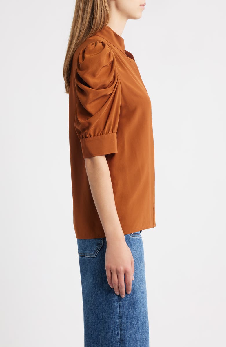 FRAME Gillian Silk Button-Up Shirt, Alternate, color, Rust