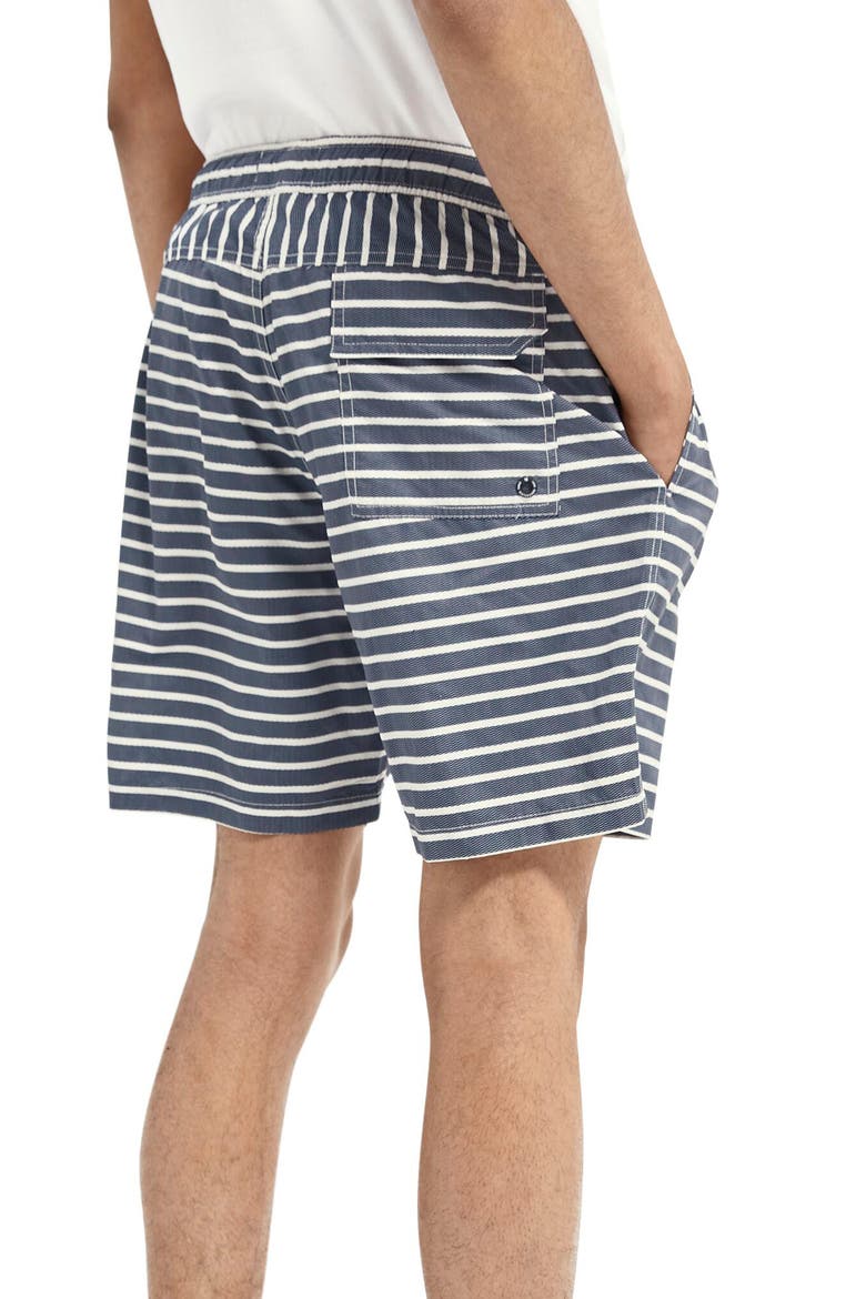 Tie Waist Swim Trunks, Alternate, color, BLUE/ WHITE