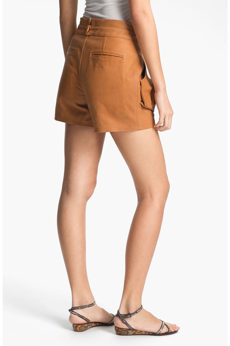 'Cash' Leather Shorts, Alternate, color, CARAMEL