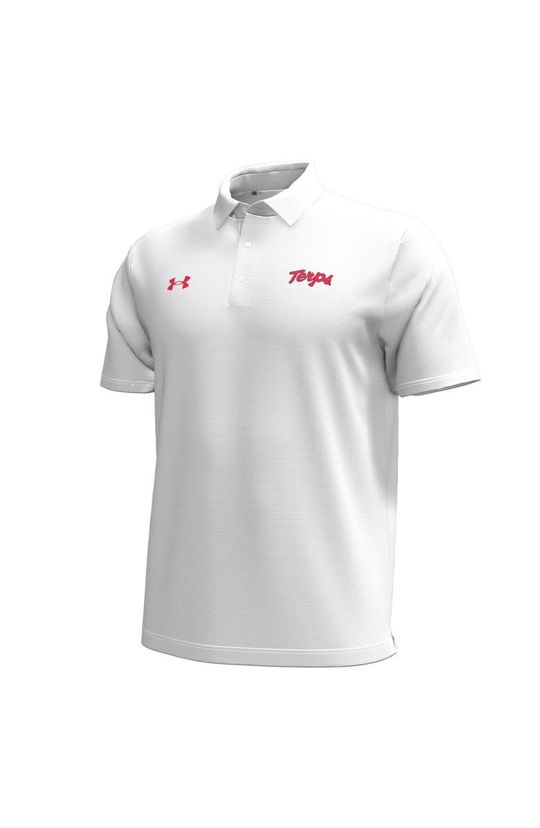 Under Armour Men's Under Armour White Maryland Terrapins Playoff Chest Stripe Performance Polo, Alternate, color,