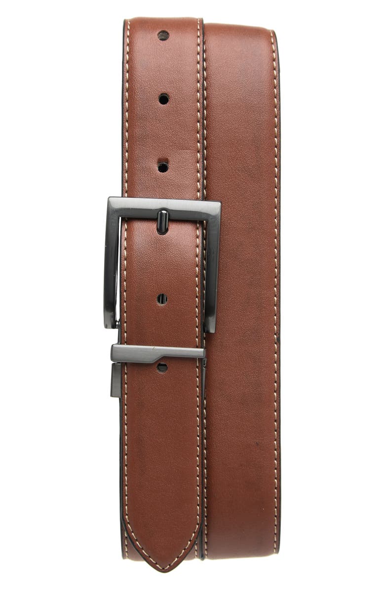 Steve Madden Square Buckle Leather Belt, Main, color, 