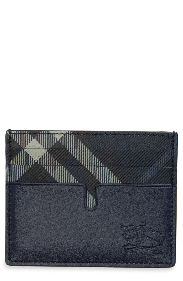 Burberry New Tall Sandon Leather & Coated Canvas Card Holder, Main, color, Midnight