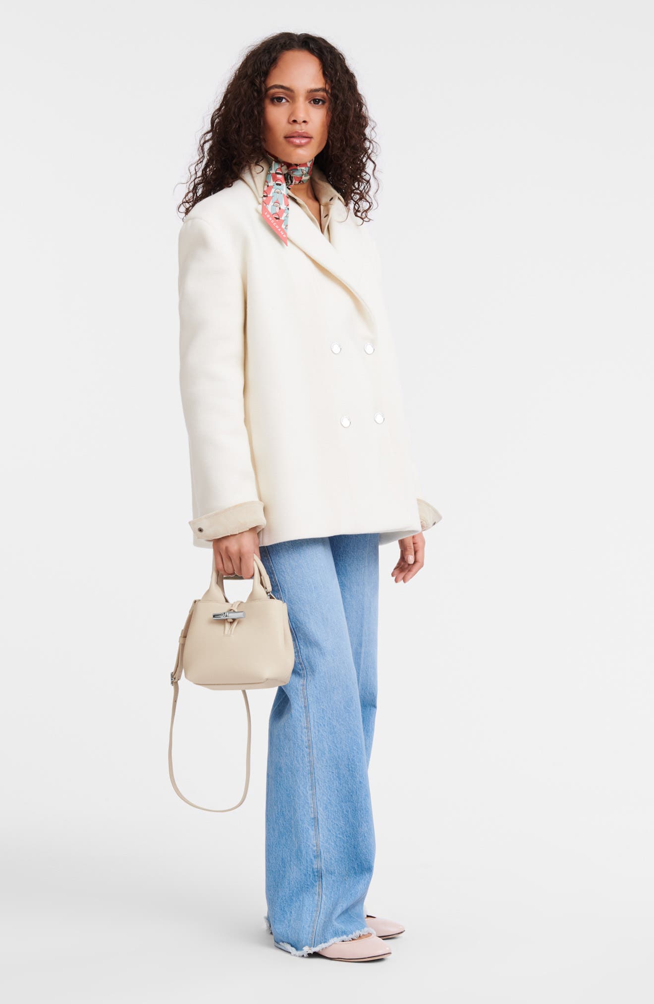 Longchamp Extra Small Le Roseau Leather Tote, Alternate, color, Paper