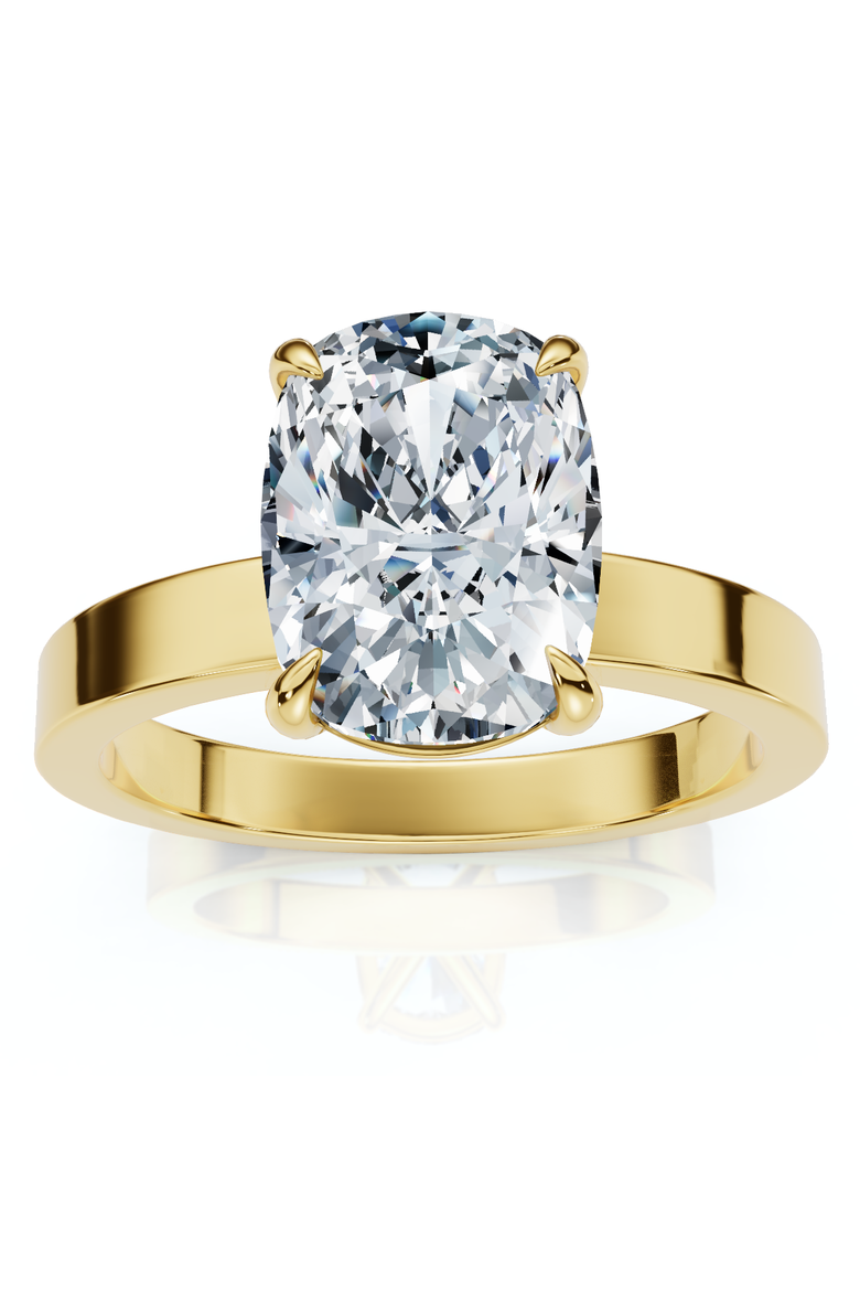 Certified 2Ct Cushion Diamond Cigar Band Engagement Ring 14k Gold Lab Grown, Main, color, 14k Yellow Gold
