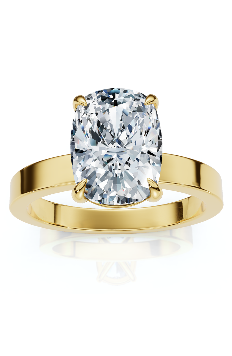 Bliss Diamond Certified 2Ct Cushion Diamond Cigar Band Engagement Ring 14k Gold Lab Grown, Main, color, 14K Yellow Gold