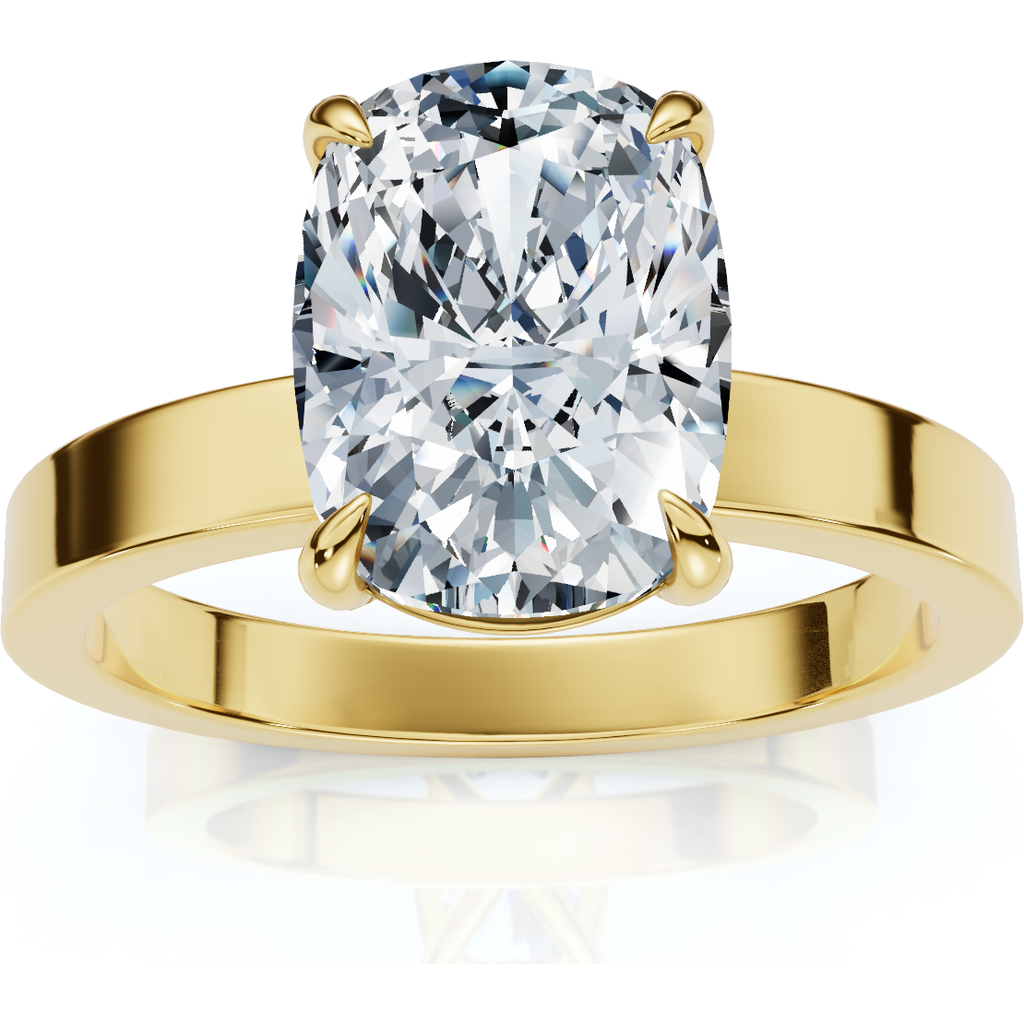 Bliss Diamond Certified 2ct Cushion Diamond Cigar Band Engagement Ring 14k Gold Lab Grown