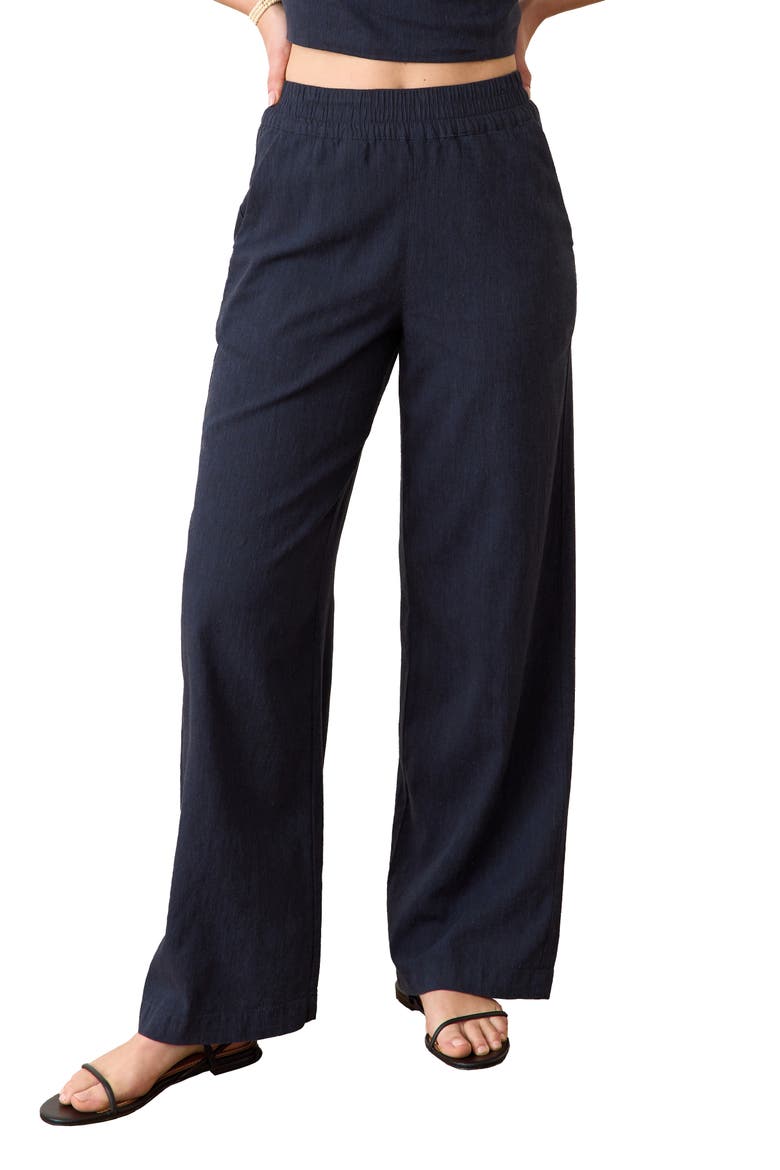 Allison Pull-On Wide Leg Hemp Blend Pants, Main, color, INDIA INK
