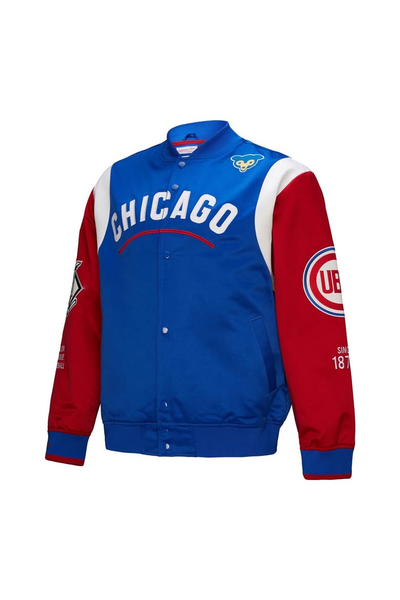 Men's Mitchell & Ness Royal/Red Chicago Cubs Cooperstown Collection Team Origins Satin Full-Snap Jacket, Alternate, color, Royal