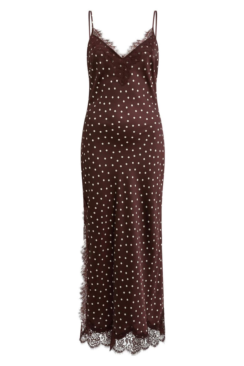 Jess Polka Dot Lace Trim Satin Midi Slipdress, Alternate, color, JAYA SPOT