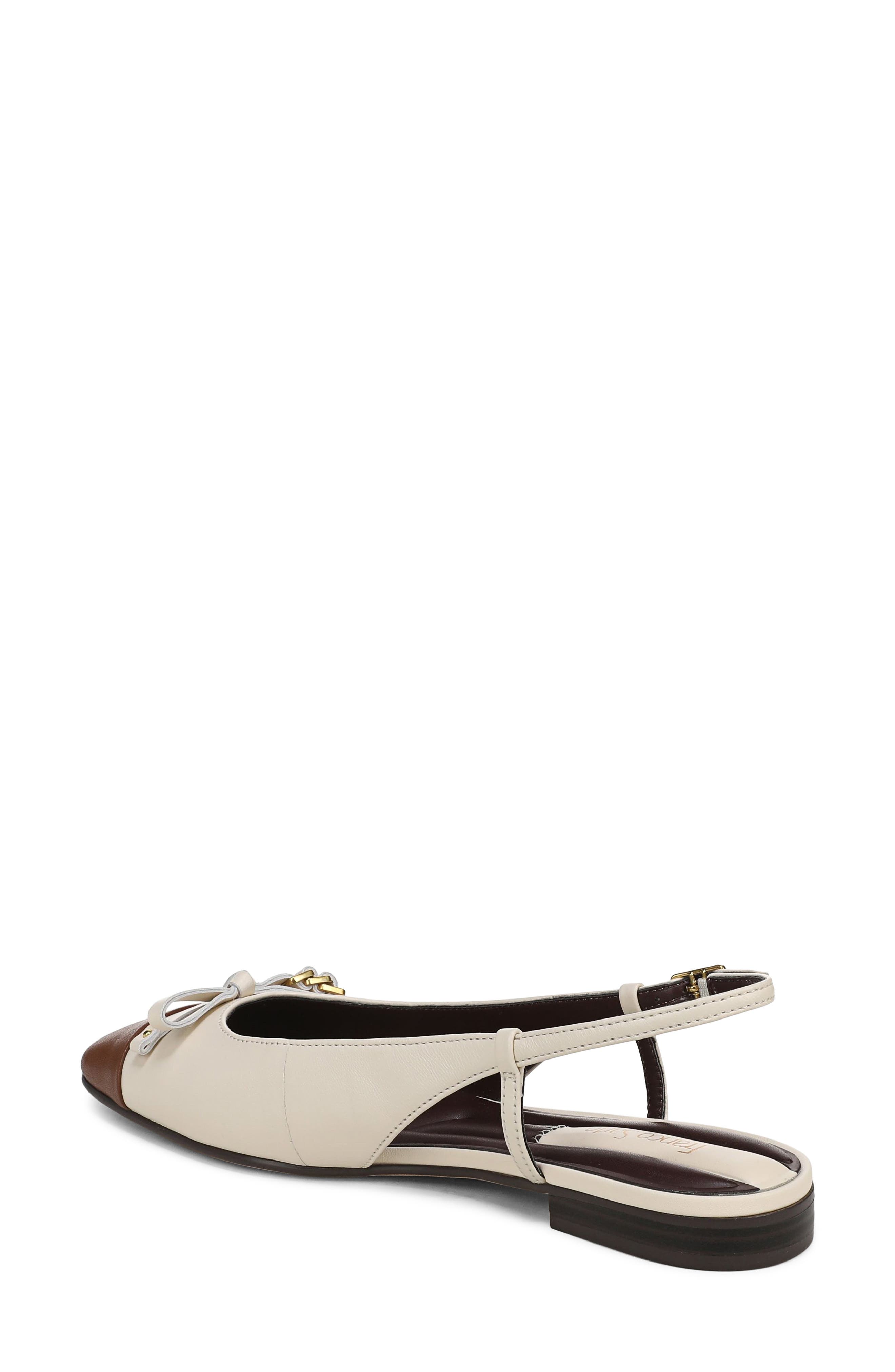 Ethel Slingback Flat, Alternate, color, WHITE LEATHER