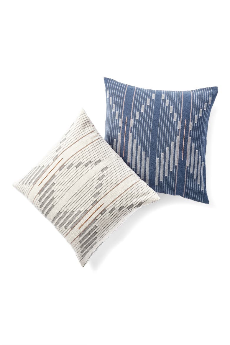 Morelia Jacquard Organic Cotton Pillow Cover, Alternate, color, MOONLIGHT BLUE