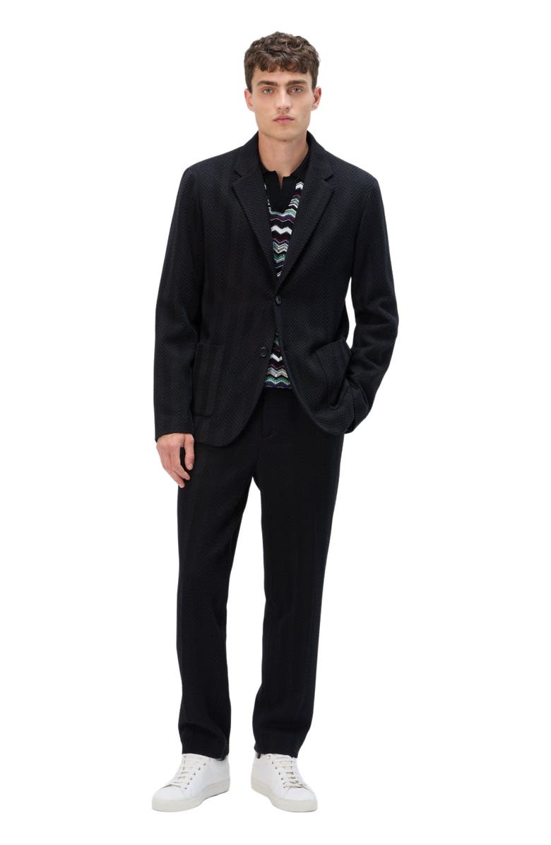 Missoni Single-breasted Jacket With Zigzag Pattern, Main, color, Black
