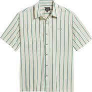 Brixton Cru Oxford Stripe Short Sleeve Cotton Blend Button-Up Shirt