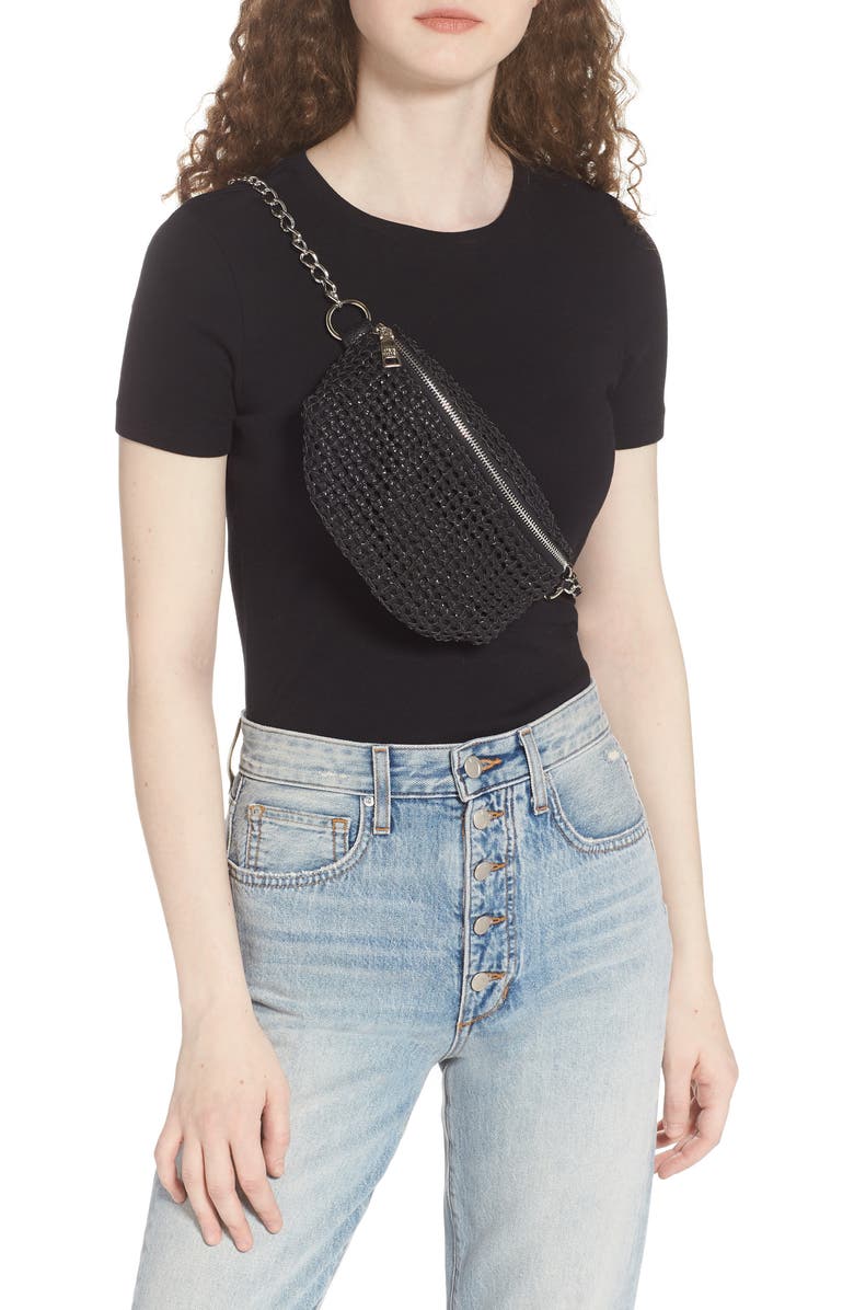 Steve Madden Woven Faux Leather Belt Bag, Alternate, color,