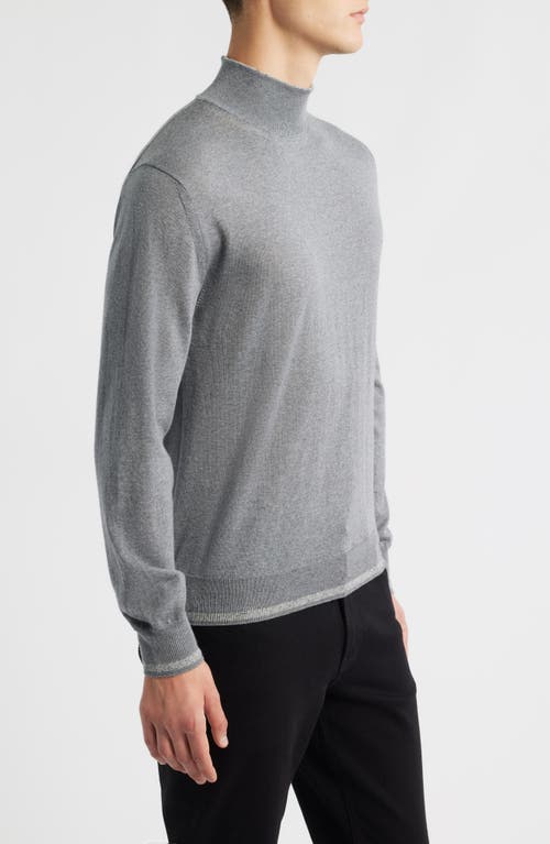 Canali Mock Neck Wool & Silk Blend Sweater In Gray