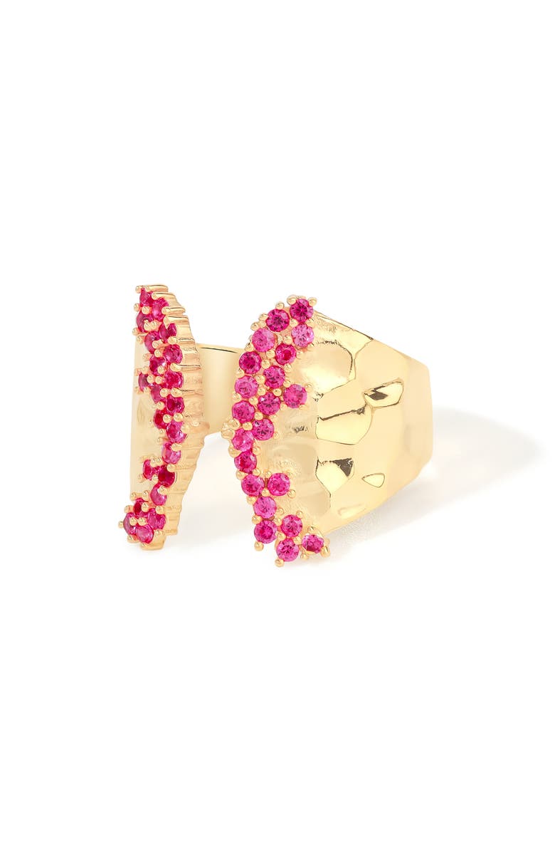 YS GEMS Lab Created Ruby Open Ring, Alternate, color, Pink