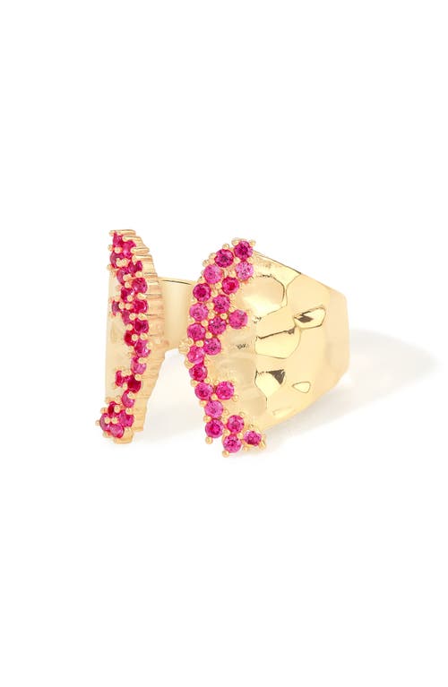 Ys Gems Lab Created Ruby Open Ring In Pink