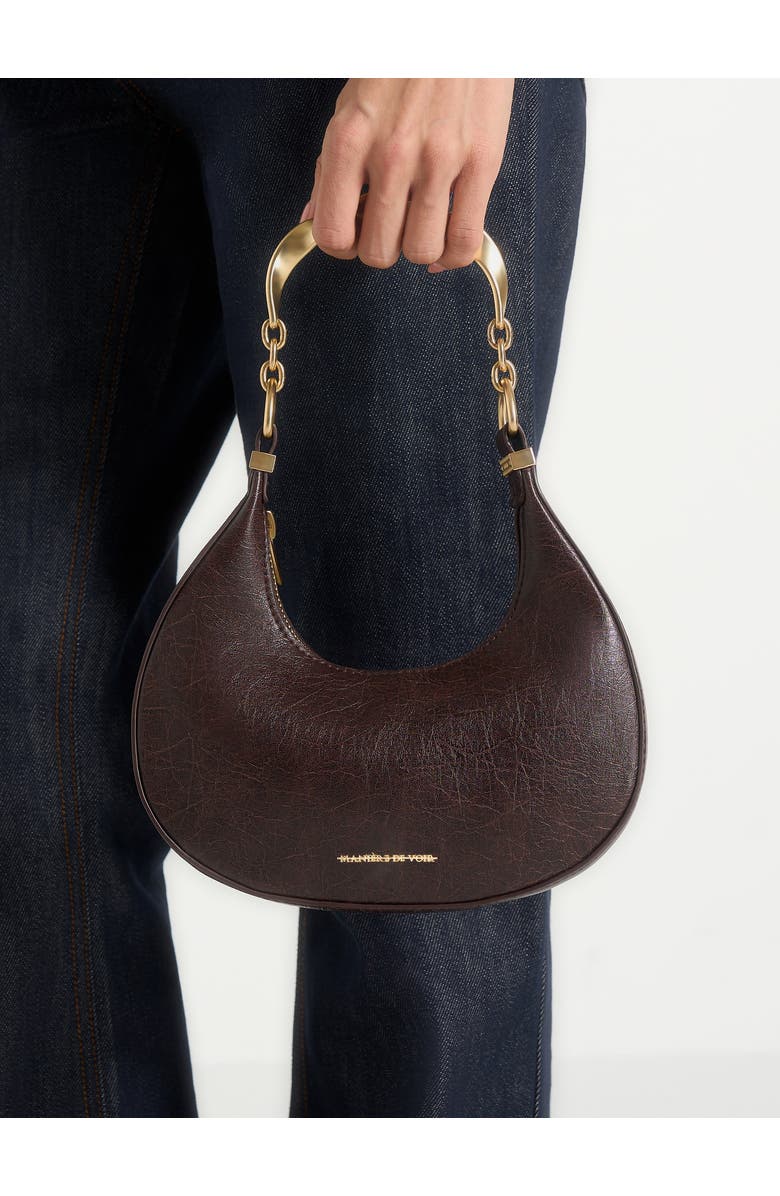 Manière De Voir Sadie Sculpted Leather Crescent Bag, Alternate, color, Brown