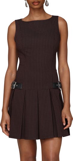 Pleated Boat Neck Minidress