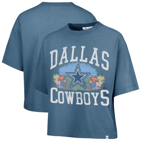 Women's '47  Navy Dallas Cowboys Florentina Montauk Cropped T-Shirt