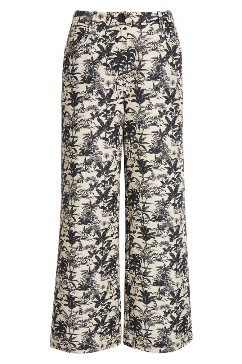 Blaire Tropical Print Wide Leg Pants, Alternate, color, JET/ NATURAL